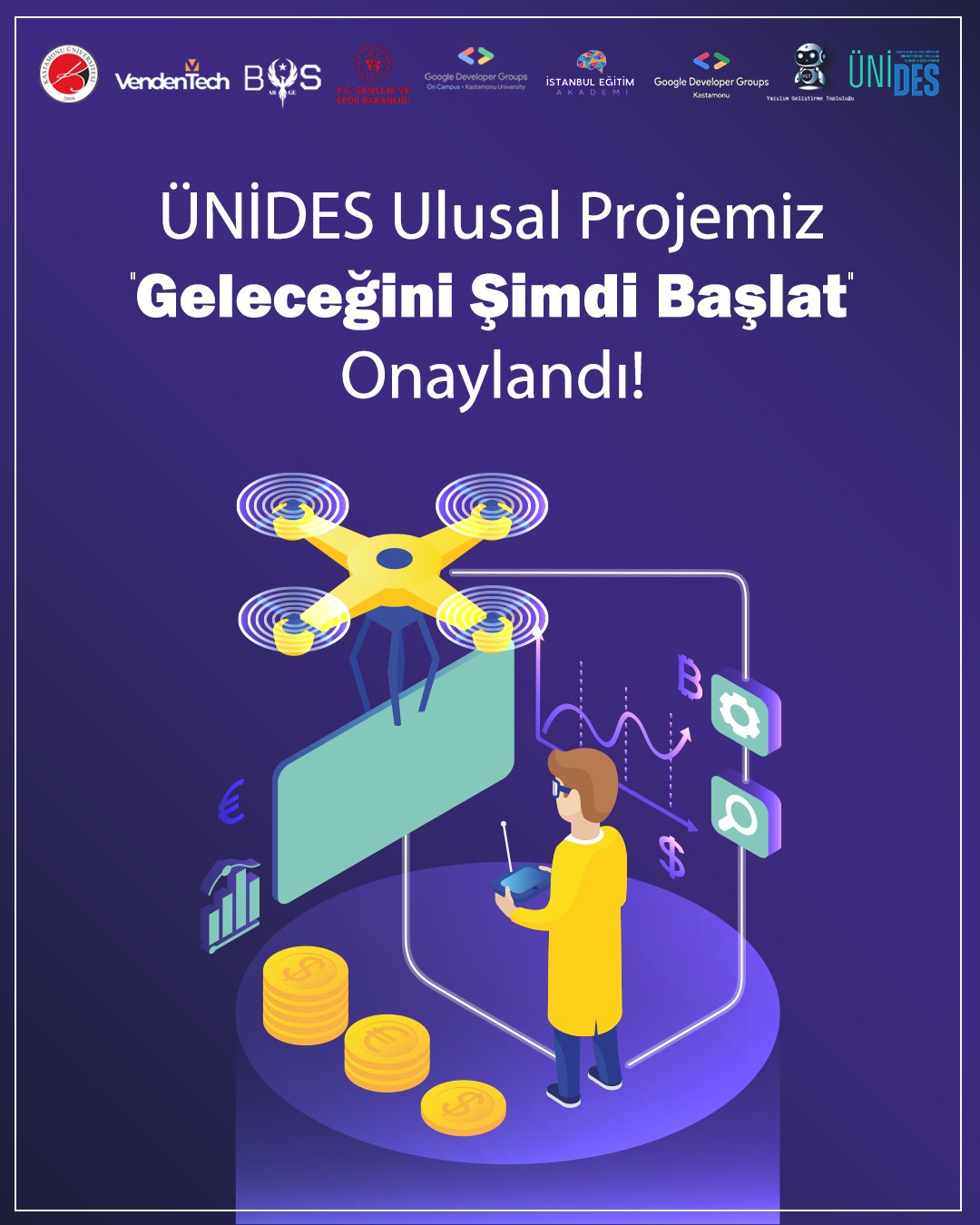 Kastamonu Meslek Yüksekokulu Yazılım Geliştirme Öğrenci Topluluğu’nun ÜNİDES Projesi Desteklenmeye Hak Kazandı