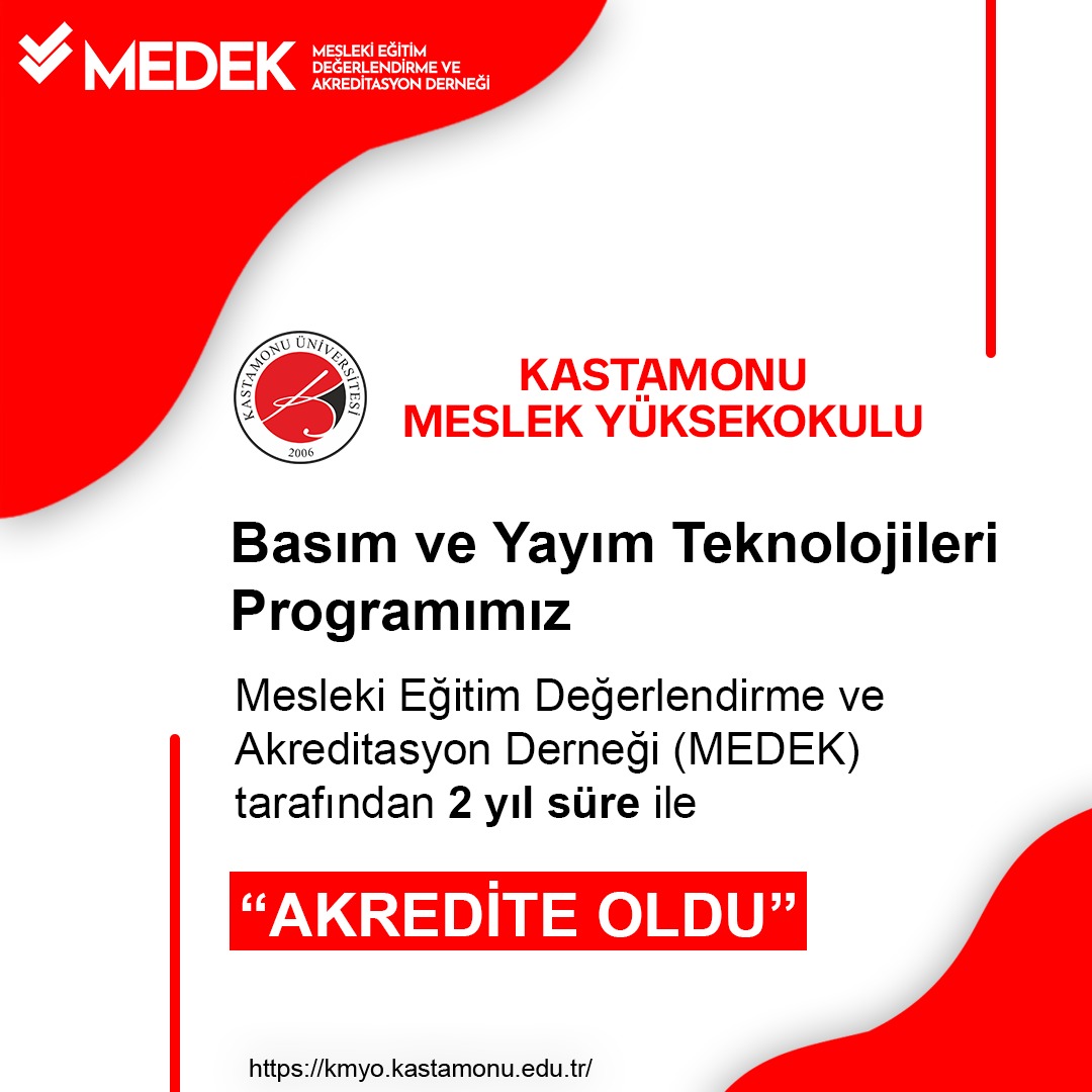 Programımız Mesleki Eğitim Değerlendirme ve Akreditasyon Derneği tarafından (MEDEK) Akredite Oldu