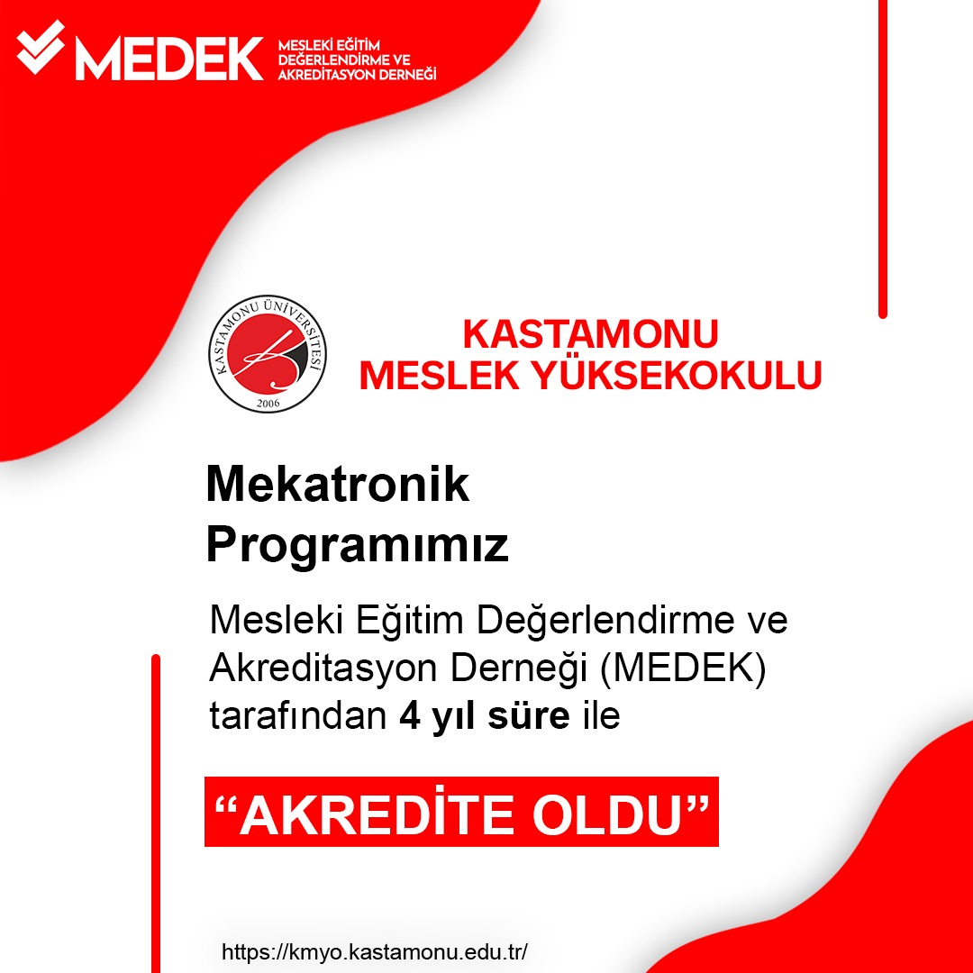 Programımız Mesleki Eğitim Değerlendirme ve Akreditasyon Derneği tarafından (MEDEK) Akredite Oldu