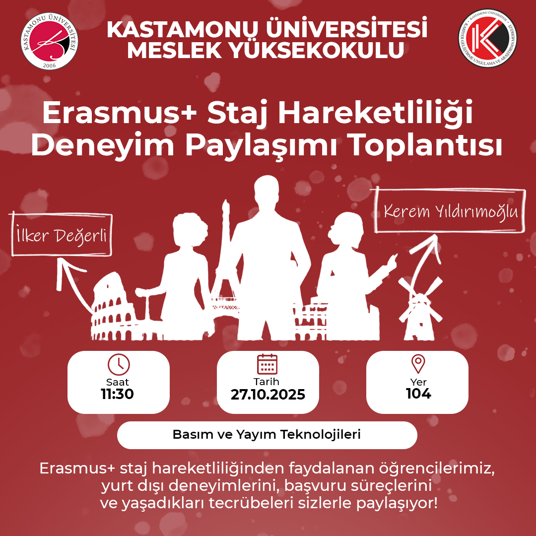 Erasmus+ Staj Hareketliliği Deneyim Paylaşımı Toplantısı Duyurusu