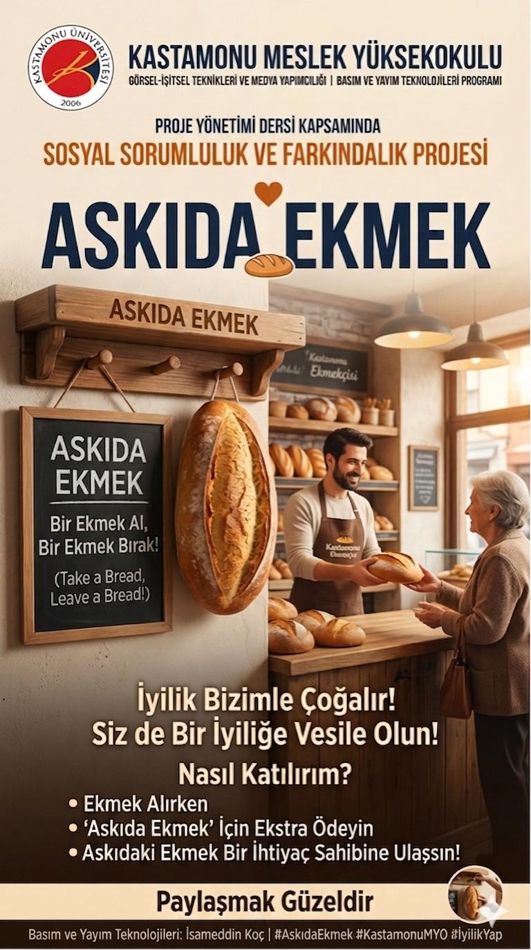 Basım ve Yayım Teknolojileri Programı Öğrencisinden Anlamlı Sosyal Sorumluluk Projesi: “Askıda Ekmek”